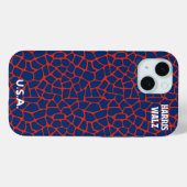 Trendy Rood Wit Blauw Dier Print Stoer Hoesje (Achterkant (horizontaal))