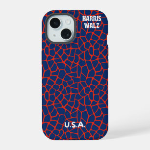 Trendy Rood Wit Blauw Dier Print Stoer Hoesje iPhone 15 Case