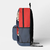 Trendy Rood Wit Blauw Rozen Custom Name Bedrukte Rugzak (Rechts)