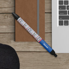 Trendy Rood & Wit Sportief Sportauto's Enthousiast Zwarte Inkt Pen