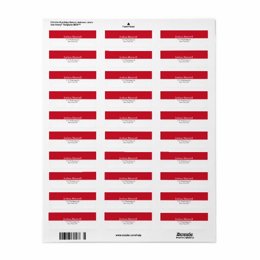 Trendy rood wit strepen effen elegant stijlvol etiket (Full Sheet)