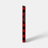Trendy rood zwart Buffalo ruitmonogram iPhone 12 Hoesje (Linkerkant)