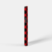 Trendy rood zwart Buffalo ruitmonogram iPhone 12 Hoesje (Rechterkant)