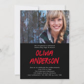 Trendy Rood Zwart Foto's Afstuderen Kaart (Achterkant)