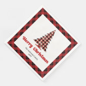 Trendy rood zwart geruit kerstboom servet aangepas (Hoek)