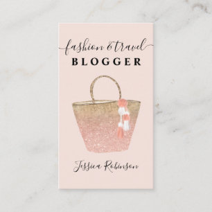 Trendy roos glitter bag mode blogger visitekaartje