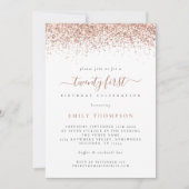 Trendy Roos Glitter Script 21st Birthday Party Kaart (Voorkant)