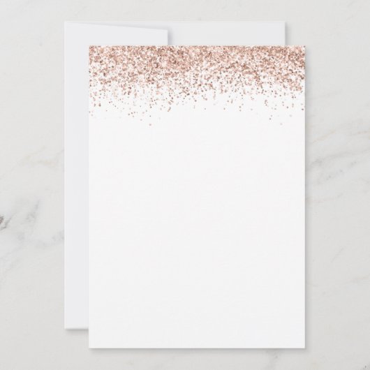 Trendy Roos Glitter Script 21st Birthday Party Kaart (Achterkant)