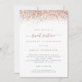 Trendy Roos Glitter Sweet 16 Birthday Party Invite Kaart (Voorkant)