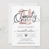 Trendy Roos Gold 21ste verjaardagsfeestje Kaart (Voorkant)