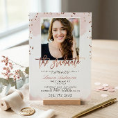 Trendy Roos Gold Afstuderen Foto Graduparty Kaart