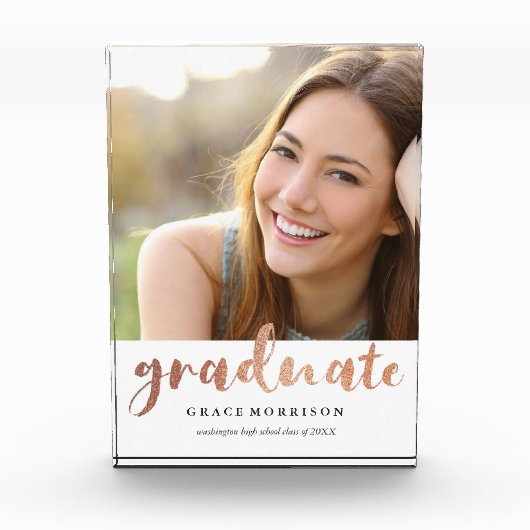 Trendy Roos Gold Afstuderen Fotoblokken (Voorkant)