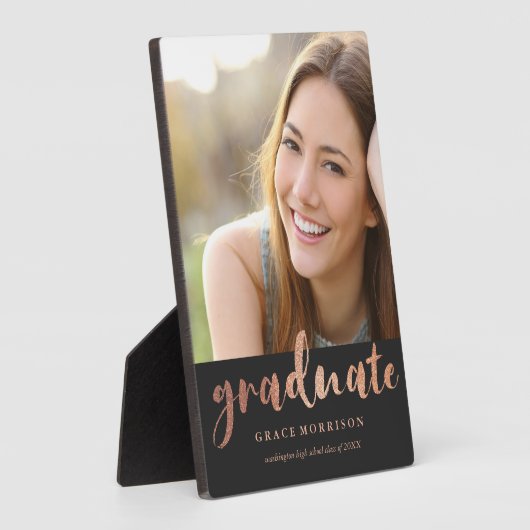 Trendy Roos Gold Afstuderen Fotoplaat (Zijkant)