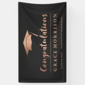 Trendy Roos Gold Black Gefeliciteerd Afstuderen Spandoek (Verticaal)