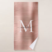 Trendy Roos Gold Brushed Metal Monogram Script Badhanddoek (Badhanddoek)
