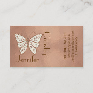 Trendy Roos Gold Butterfly Visitekaartje