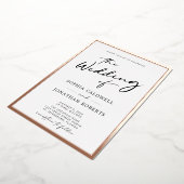 Trendy Roos Gold Calligraphy Script Weddending Folie Uitnodiging (Gedraaid)