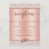 Trendy Roos Gold Damask Glitter Wedding Reception Informatiekaartje (Voorkant)