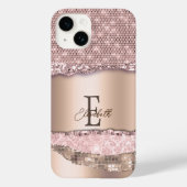 Trendy Roos Gold Diamonds Glitter Monogram Case-Mate iPhone Case (Achterkant)