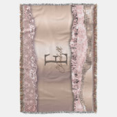 Trendy Roos Gold Diamonds Glitter Monogram Deken (Voorkant Verticaal)