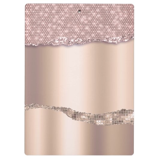 Trendy Roos Gold Diamonds Glitter Monogram Klembord (Achterkant)