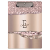Trendy Roos Gold Diamonds Glitter Monogram Klembord (Voorkant)