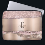 Trendy Roos Gold Diamonds Glitter Monogram Laptop Sleeve<br><div class="desc">Trendy rozen goudpatroon en diamanten met je monogram en naam. Het perfecte coole cadeau-idee voor haar bij elke gelegenheid.</div>
