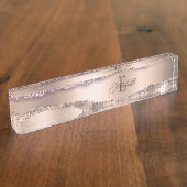 Trendy Roos Gold Diamonds Glitter Monogram Naambordje (Zijkant)