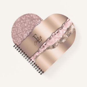 Trendy Roos Gold Diamonds Glitter Monogram Notitieboek