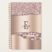 Trendy Roos Gold Diamonds Glitter Monogram Planner (Voorkant)