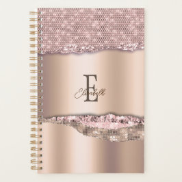 Trendy Roos Gold Diamonds Glitter Monogram Planner