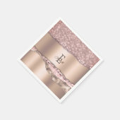 Trendy Roos Gold Diamonds Glitter Monogram Servet (Hoek)