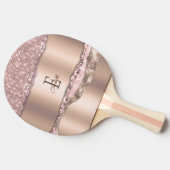 Trendy Roos Gold Diamonds Glitter Monogram Tafeltennisbatje (Zijkant)