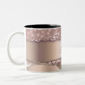 Trendy Roos Gold Diamonds Glitter Monogram Tweekleurige Koffiemok (Links)