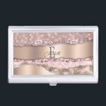 Trendy Roos Gold Diamonds Glitter Monogram Visitekaarthouder<br><div class="desc">Trendy rozen goudpatroon en diamanten met je monogram en naam. Het perfecte coole cadeau-idee voor haar bij elke gelegenheid.</div>