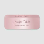 Trendy Roos Gold Elegant Hand Script Sjabloon Naamplaatje (Voorkant)