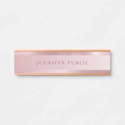 Trendy Roos Gold Elegant Moderne Eenvoudige Sjablo Deurbordje (Voorkant)