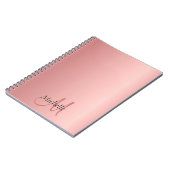 Trendy Roos Gold Elegant Monogram Modern Notitieboek (Linkerzijde)