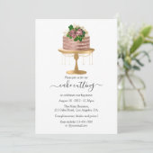Trendy Roos Gold en Gold Floral Cake Cutting Kaart (Staand voorkant)