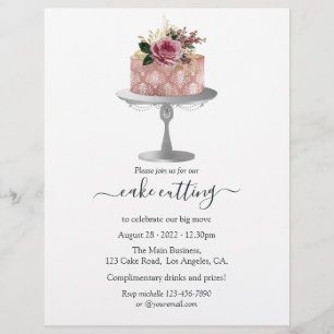 Trendy Roos Gold en Silver Floral Cake Cutting Flyer