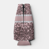 Trendy Roos Gold Faux Glitter en Diamonds Flesjeskoeler (Achterkant)