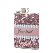 Trendy Roos Gold Faux Glitter en Diamonds Heupfles (Links)