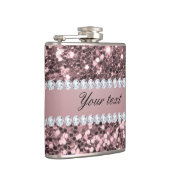 Trendy Roos Gold Faux Glitter en Diamonds Heupfles (Rechts)