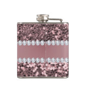 Trendy Roos Gold Faux Glitter en Diamonds Heupfles (Achterkant)