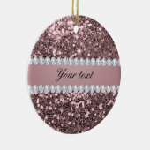 Trendy Roos Gold Faux Glitter en Diamonds Keramisch Ornament (Rechts)