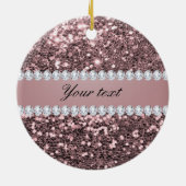 Trendy Roos Gold Faux Glitter en Diamonds Keramisch Ornament (Achterkant)