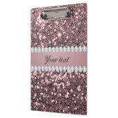 Trendy Roos Gold Faux Glitter en Diamonds Klembord (Links)