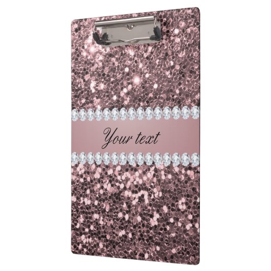 Trendy Roos Gold Faux Glitter en Diamonds Klembord (Links)