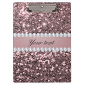 Trendy Roos Gold Faux Glitter en Diamonds Klembord (Voorkant)