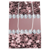 Trendy Roos Gold Faux Glitter en Diamonds Medium Cadeauzakje (Achterkant)